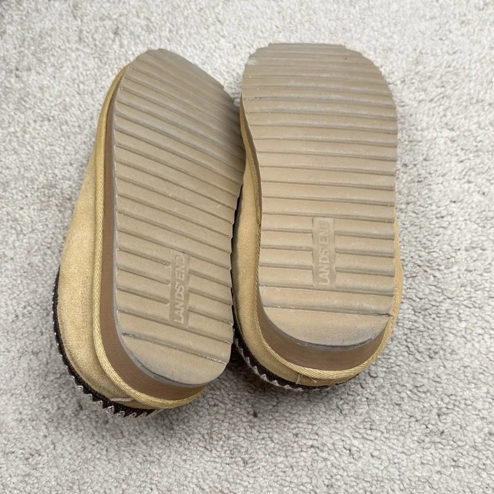 Land's End Suede‎ Tan Slippers Size Mens 10 EUC Soft Lining Lounge Cozy
